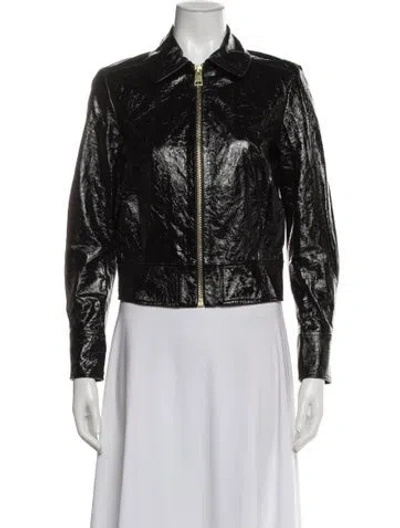 Pre-owned Lanvin Lamb Leather Biker Jacket In Black