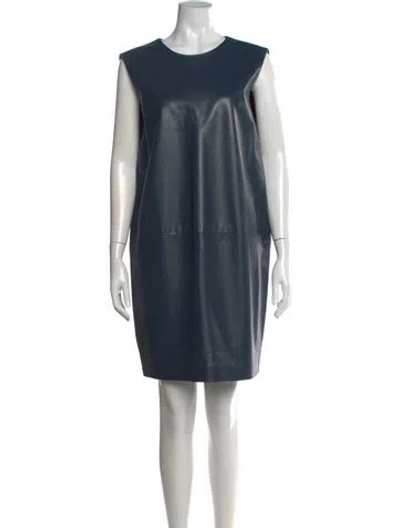 Pre-owned Lanvin Lamb Leather Knee-length Dress In Blue