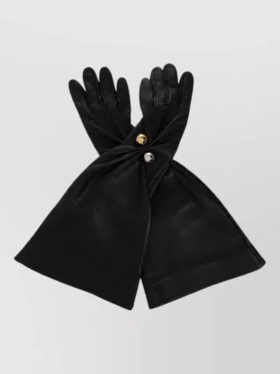 Lanvin Lamb Leather Long Gloves In Black