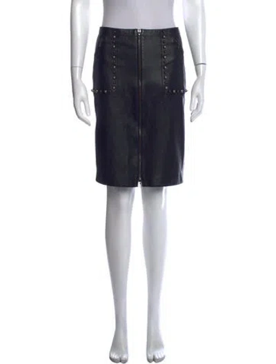 Pre-owned Lanvin Lamb Leather Midi Length Skirt In Black