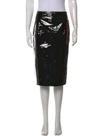 Pre-owned Lanvin Lamb Leather Midi Length Skirt In Black