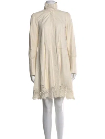 Pre-owned Lanvin Lamb Leather Mini Dress In Neutral