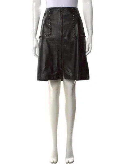 Pre-owned Lanvin Lamb Leather Mini Skirt In Black
