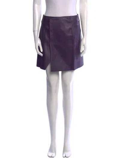Pre-owned Lanvin Lamb Leather Mini Skirt In Purple