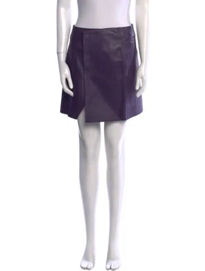 Pre-owned Lanvin Lamb Leather Mini Skirt In Purple