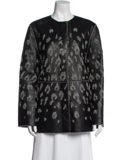 Pre-owned Lanvin Lamb Leather Printed Jacket In Black