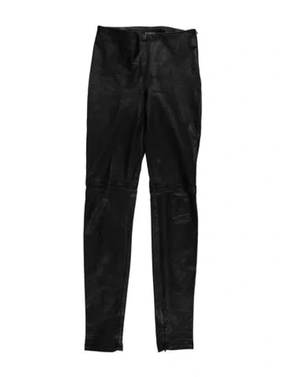 Pre-owned Lanvin Lamb Leather Skinny Leg Pants In Black