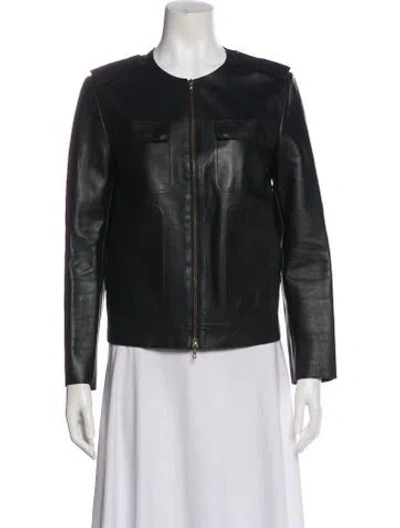 Pre-owned Lanvin Lambskin Biker Jacket In Black