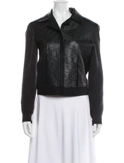 Pre-owned Lanvin Lambskin Biker Jacket In Blue