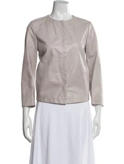 Pre-owned Lanvin Lambskin Biker Jacket In Neutral