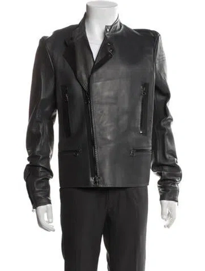 Pre-owned Lanvin Lambskin Moto Jacket In Black