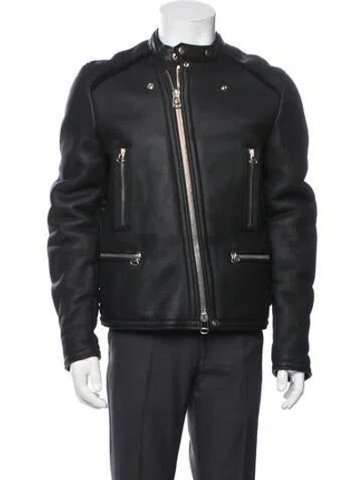 Pre-owned Lanvin Lambskin Moto Jacket In Black