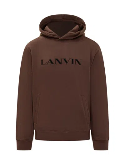 Lanvin Brown Hoodie With Embroidered Logo