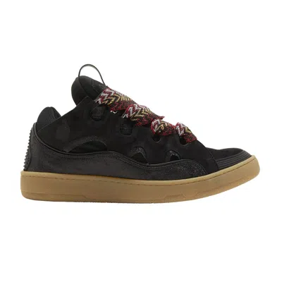 Pre-owned Lanvin Curb Leather And Glitter Sneakers 'black' | Men's Size 11