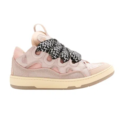 Pre-owned Lanvin Curb Leather And Glitter Sneakers 'pale Pink' | Men's Size 42