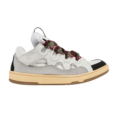 Pre-owned Lanvin Curb Leather And Glitter Sneakers 'white' | Men's Size 36