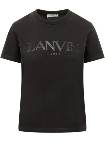 Lanvin Embroidered T-shirt In Brown