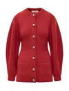 Lanvin Knitted Cardigan With Jeweled Buttons In Red
