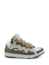 Lanvin Curb Sneakers In Grey Suede And Leather In Multi