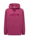 Lanvin Hooded Sweatshirt With Embroidered Logo In Pink