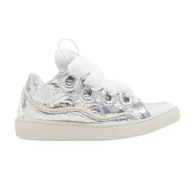 Pre-owned Lanvin Wmns Curb Sneakers 'crinkled Metallic Leather' | Silver | Women's Size 36