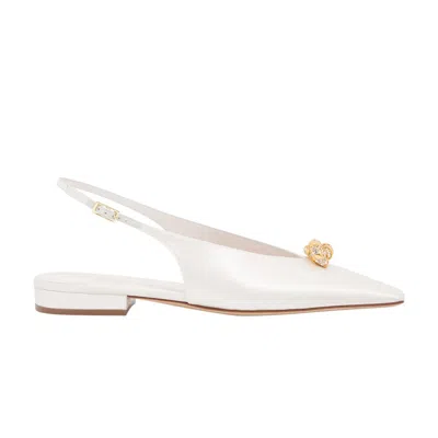 Pre-owned Lanvin Wmns Satin Swing Slingback Mule Sandal 'white Melody Jewel' | Women's Size 39