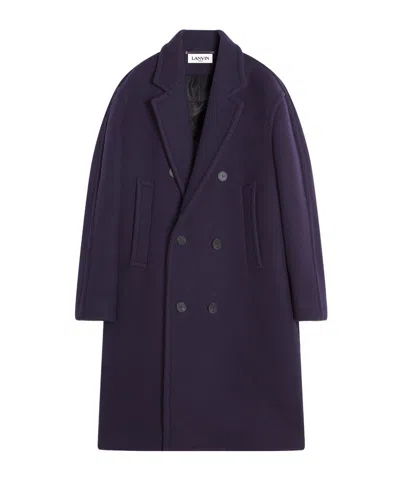 LANVIN LANVIN LOGO PLAQUE DOUBLE-BREASTED COAT