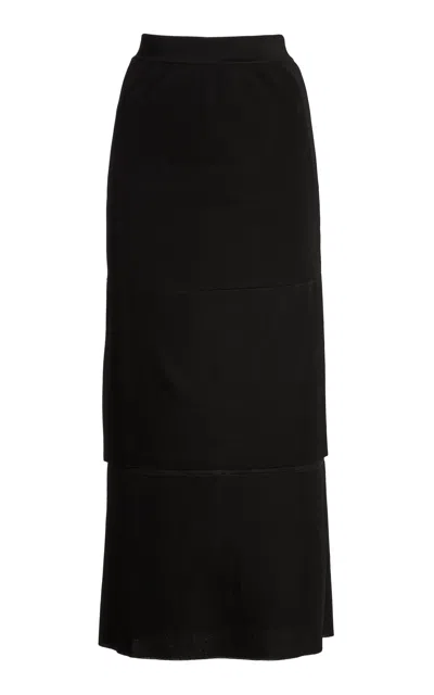 Lanvin Layered Ruffles Midi Skirt In Black