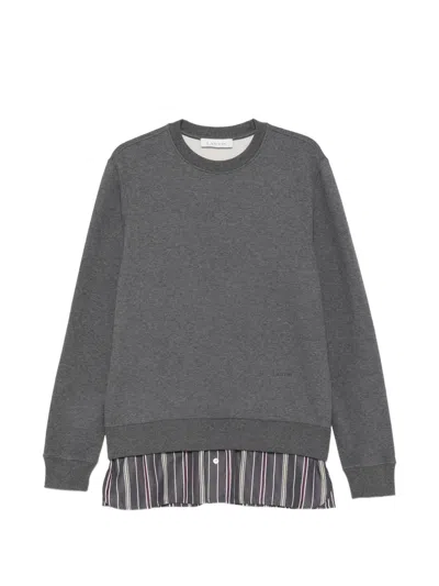 Lanvin Layered-detail Jersey Sweater In Gray