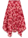 Lanvin Leaf-print Midi Skirt In Rot