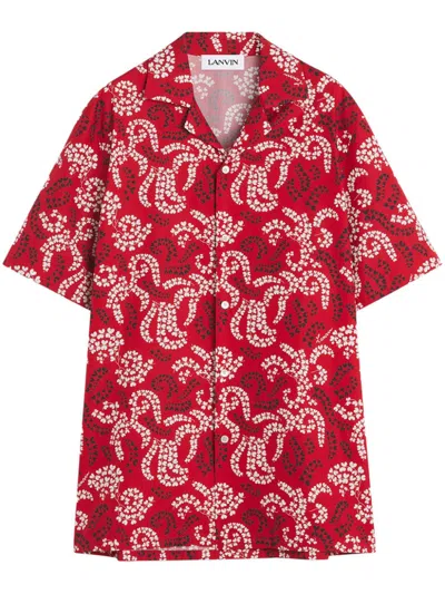 Lanvin Leaf-print Shirt In Red