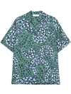 Lanvin Silk Shirt With Flower Print In Green