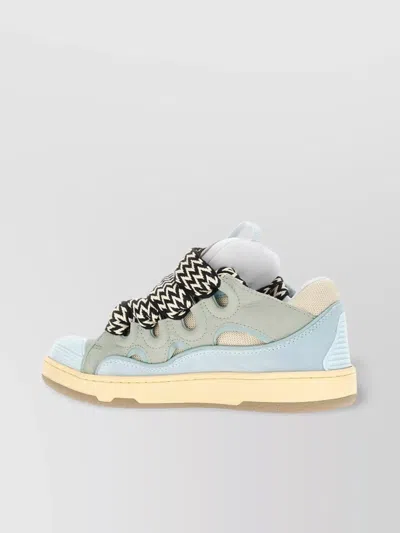 LANVIN LEATHER AND POLYESTER SNEAKERS WITH MESH PANELS
