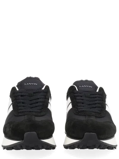 Lanvin Sneakers With Contrast Panels And Rubber Sole In Black