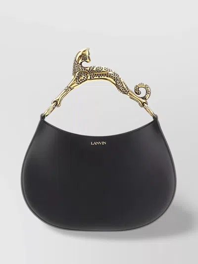 Lanvin Leather Animal Motif Hobo Handbag In Black