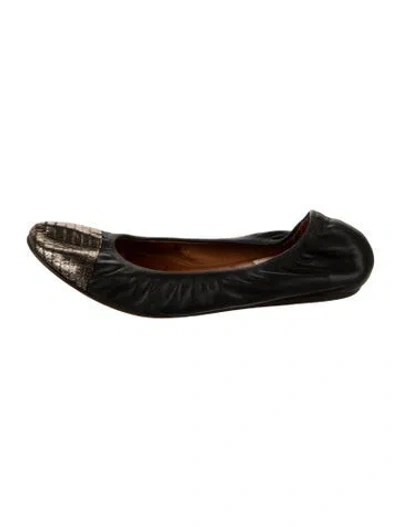 Pre-owned Lanvin Leather Animal Print Ballet Flats In Black