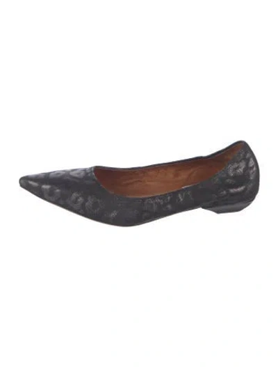 Pre-owned Lanvin Leather Animal Print Ballet Flats In Blue