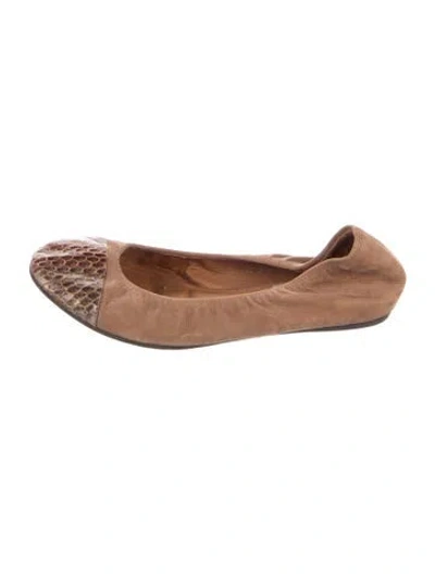 Pre-owned Lanvin Leather Animal Print Ballet Flats In Brown