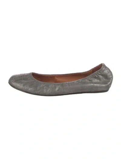 Pre-owned Lanvin Leather Animal Print Ballet Flats In Grey