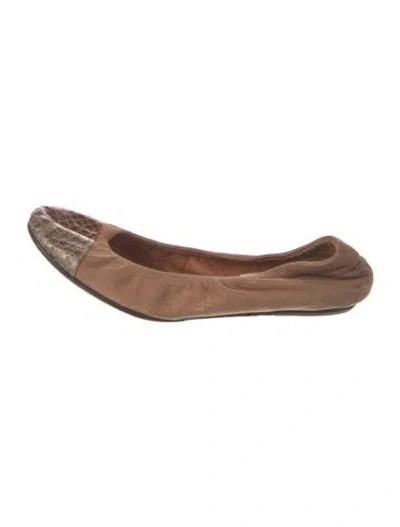 Pre-owned Lanvin Leather Animal Print Ballet Flats In Neutrals