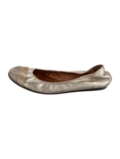 Pre-owned Lanvin Leather Animal Print Ballet Flats In Neutrals