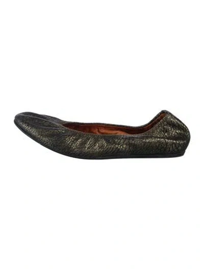 Pre-owned Lanvin Leather Animal Print Ballet Flats In Silver