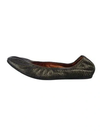 Pre-owned Lanvin Leather Animal Print Ballet Flats In Silver