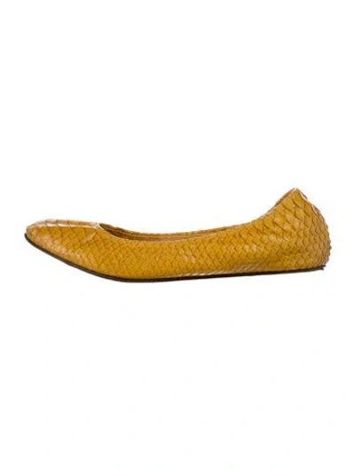 Pre-owned Lanvin Leather Animal Print Ballet Flats In Yellow