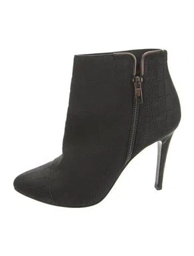 Pre-owned Lanvin Leather Animal Print Boots In Black