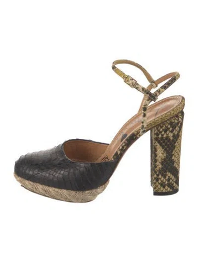 Pre-owned Lanvin Leather Animal Print Espadrilles In Black