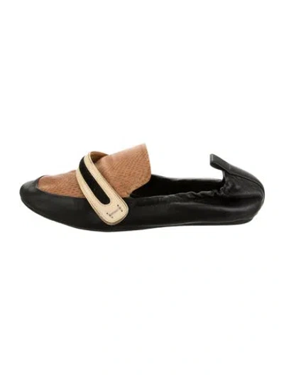 Pre-owned Lanvin Leather Animal Print Loafers In Black