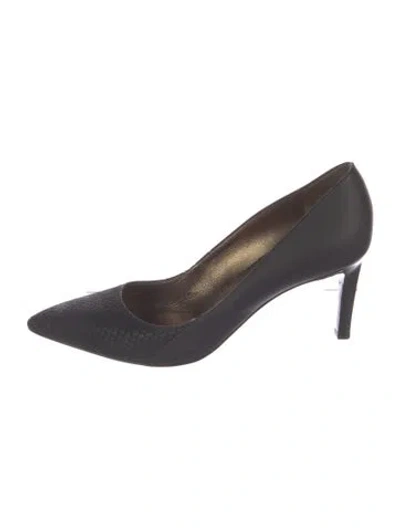 Pre-owned Lanvin Leather Animal Print Pumps In Black
