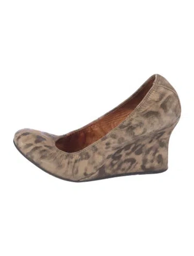 Pre-owned Lanvin Leather Animal Print Pumps In Brown