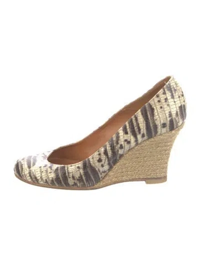 Pre-owned Lanvin Leather Animal Print Pumps In Neutrals